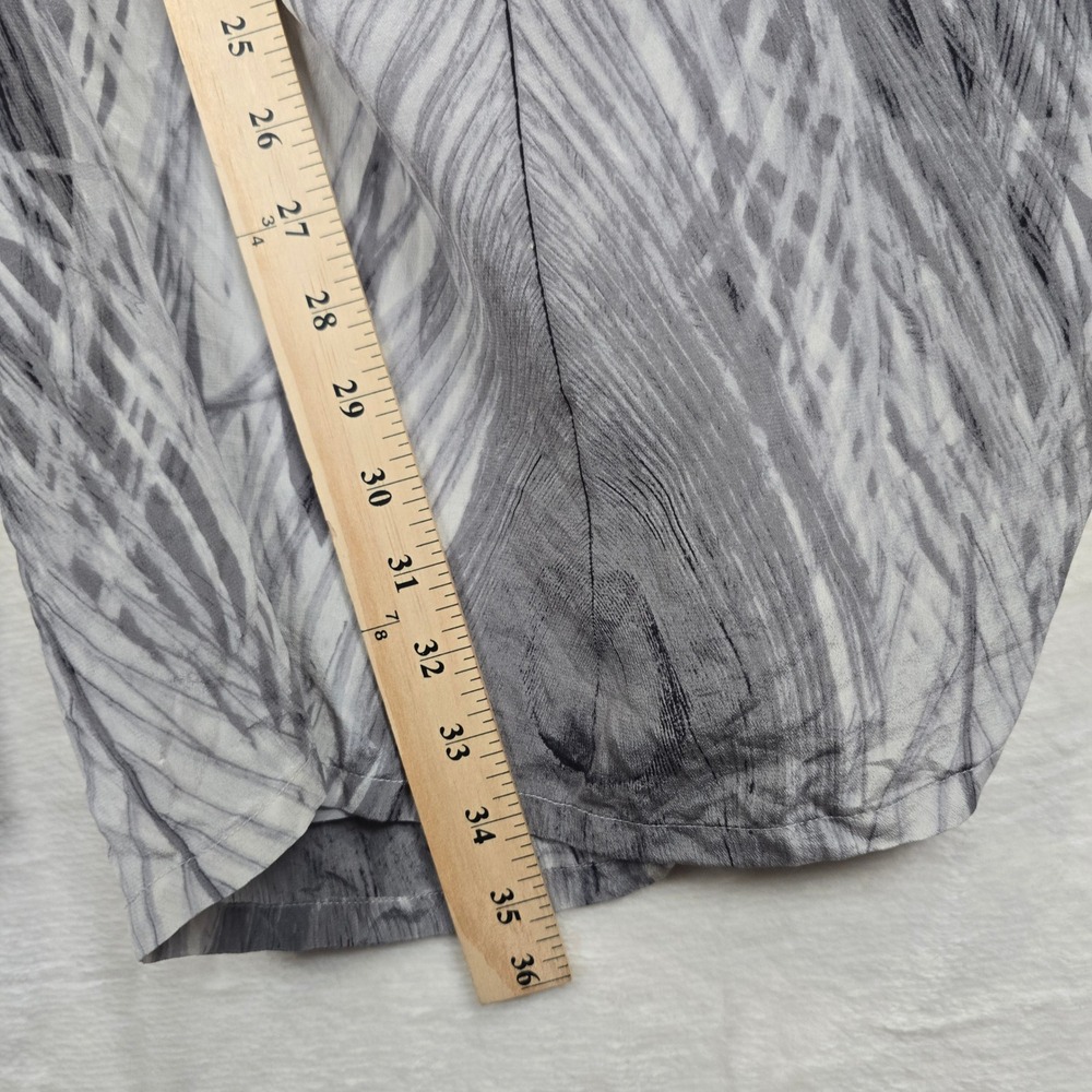 Leifsdottir Anthropologie Silk Wide Leg Pants Black White Feather Print Size 6 - Picture 9 of 15